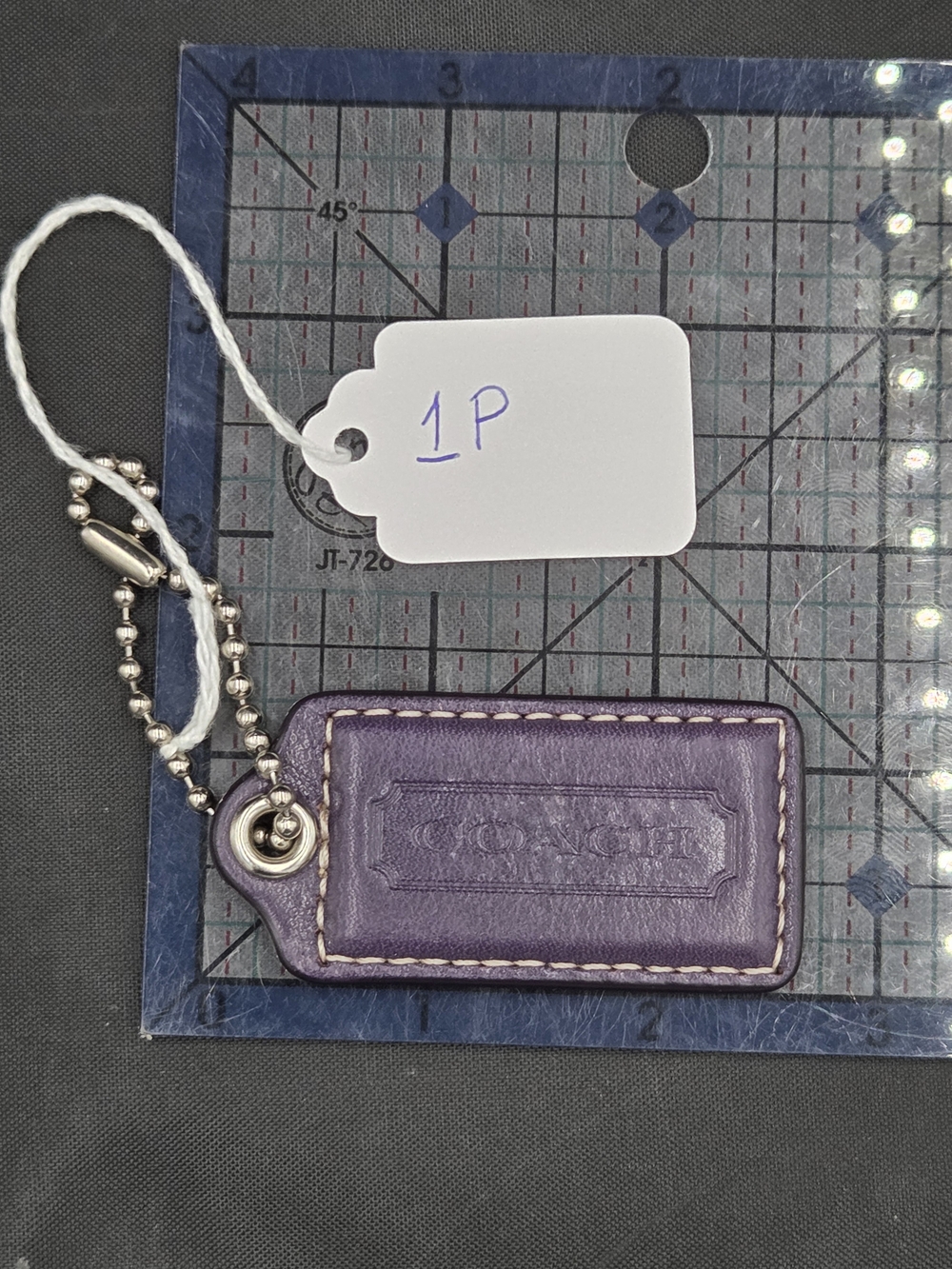 COACH Purple Leather Tag Keychain